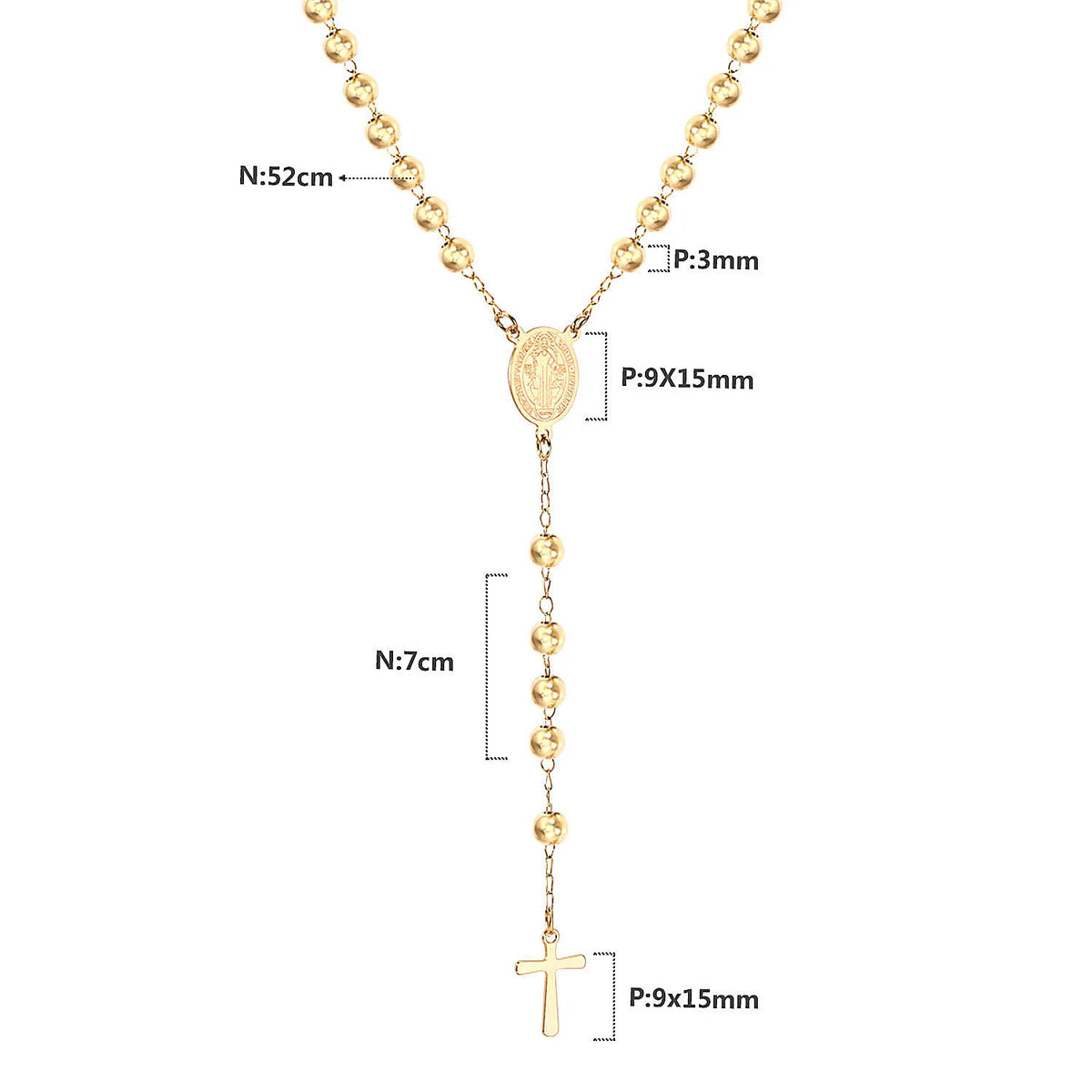 Stainless Steel Virgin Mary Cross Necklace with Extender Chain