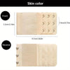 Front and reverse views of beige adjustable bra extender straps showing the fabric texture and stitching.
