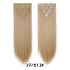 A pair of straight, light blonde hair extensions shown side by side for natural volume.
