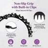 Black non-slip grip headband with built-in clips designed to hold hair firmly and prevent slipping