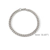 A silver stainless steel Cuban link bracelet shown against a white background.
