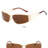 Brown gradient mirror sunglasses with wooden accents shown from the side and positive view.