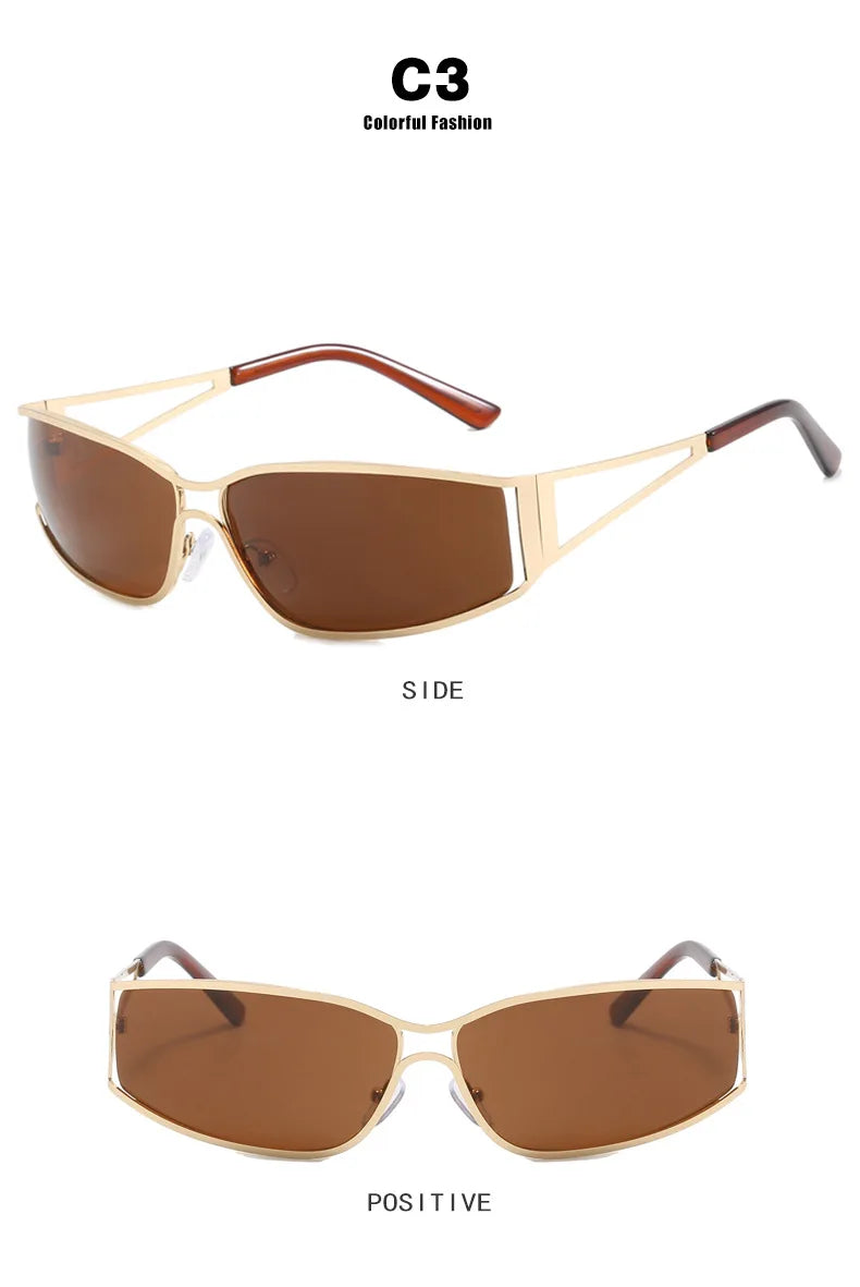 Brown gradient mirror sunglasses with wooden accents shown from the side and positive view.