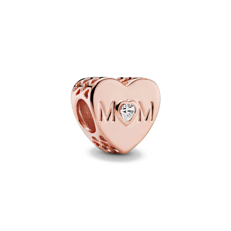 Rose gold heart pendant charm featuring a cherry blossom design.