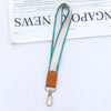 Premium Leder-Handgelenk-Lanyard und Schlüsselband mit blau-weißem Mustergewebe-Kordel.