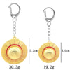 A pair of gold-toned metal keychain charms shaped like straw hats, one weighing 30.3g and the other 19.2g.