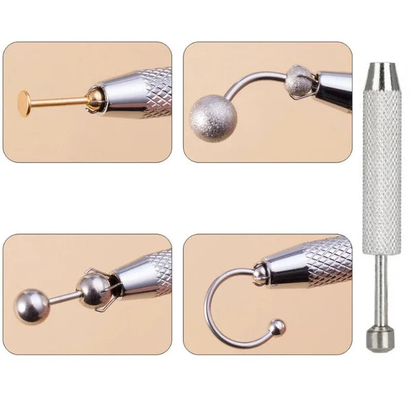 A set of precision four-claw jewelry pick-up tools and a storage case for handling small items.