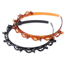 Diademas de moda trenzadas de doble capa en naranja y negro.
