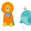 A set of retro characters including a bunny, a cat, a dinosaur, a lion, a whale, a duck, and a bear.