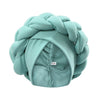 A teal knitted braided turban cap for African party headwear
