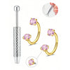 Stainless steel horseshoe nose stud with ball grabber and separate gemstone display