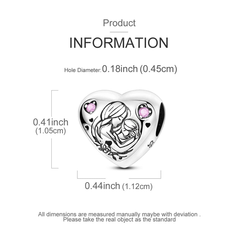 A sterling silver heart-shaped charm featuring two intertwined figures.