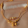 Gold-plated heart bell anklet for women with delicate chains and charms