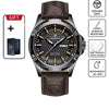 A dark brown PAAZOMU watch with a metal band and a black face displayed on a white background.