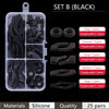 Set B black silicone ear grip hooks for glasses and sunglasses with various temple widths