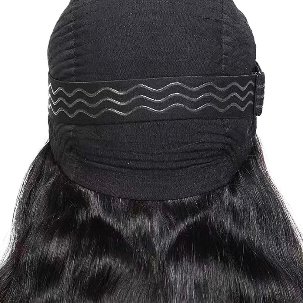 Schwarze, rutschfeste, verstellbare Perücke mit Halterband um langes schwarzes Haar