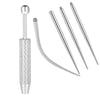 A set of titanium piercing tools including a nose stud and various piercing needles.