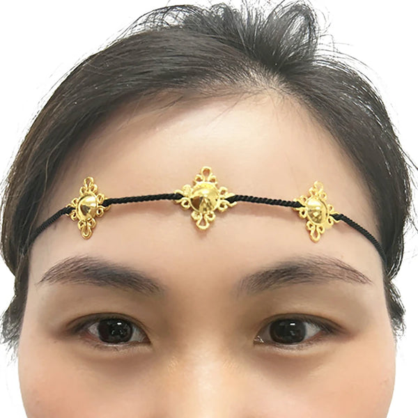 Traditional Ethiopian head chain for women featuring gold-colored decorative elements