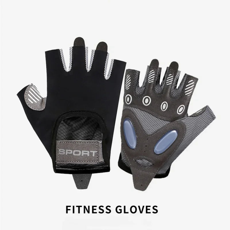 A pair of black and gray fitness gloves designed for hand and body sculpting.