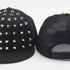 Black flat hat baseball cap covered in silver rivets