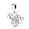 Sterling silver devil's eye charm bracelet featuring a heart and a tree design.