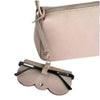 Étui et sac de rangement en cuir PU beige clair à motif litchi avec fermeture éclair.