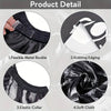 Detail shots of a professional hair cutting and styling apron showing a flexible metal buckle, knitting edging, elastic colla