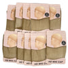 A set of beige invisible sheer wig caps for HD wigs shown in various packaging.