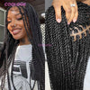 Close-up of a woman modeling a 36 inch cornrow braids full lace wig