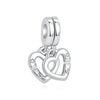 Silver family tree charm jewelry featuring stacked heart pendants