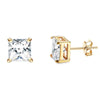 A pair of simulated diamond stud earrings set in 18K gold plated metal.
