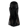 Black silky durag shower cap bandana tied in a bow