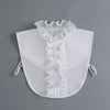 White sheer blouse with a ruffled false collar and detachable neckline