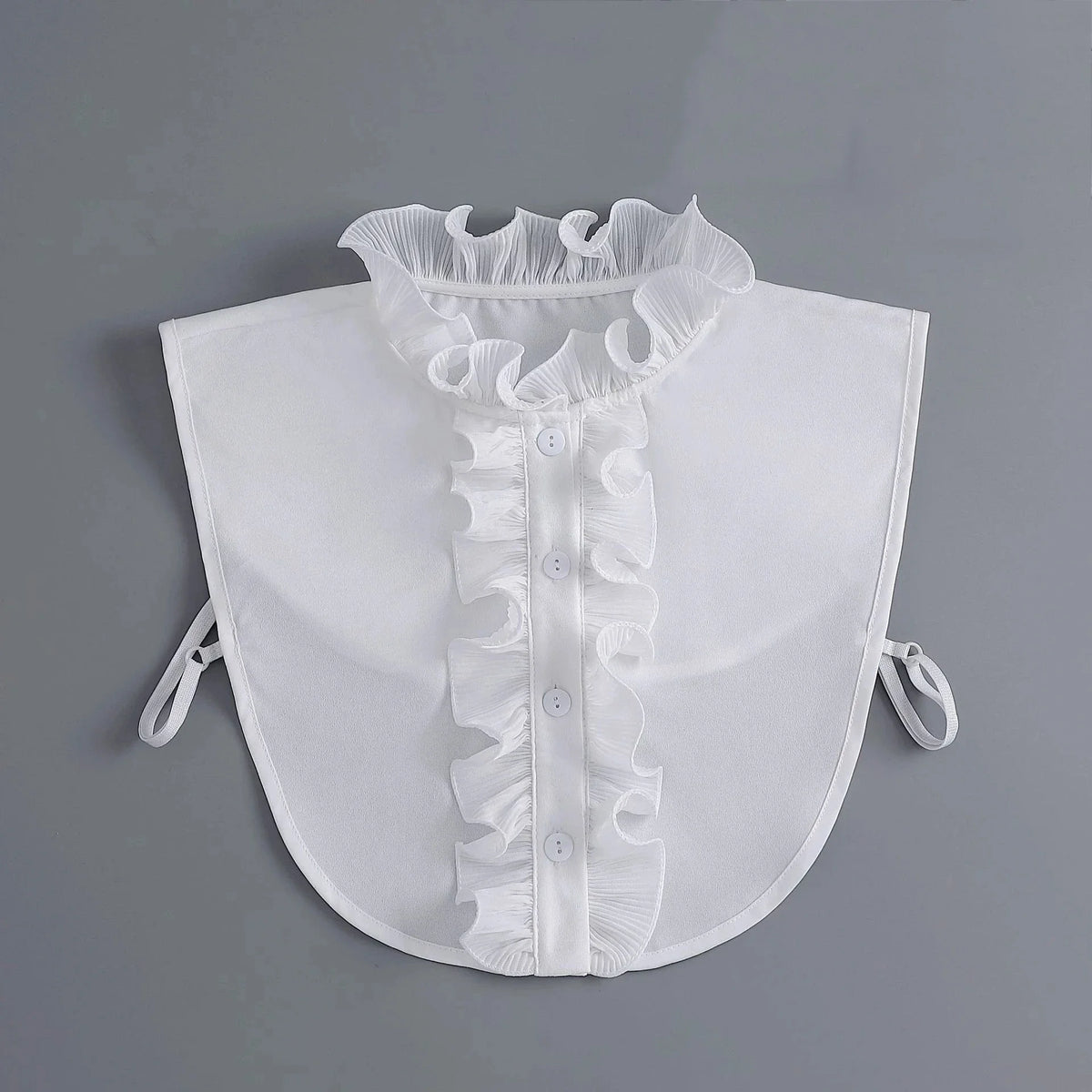 White sheer blouse with a ruffled false collar and detachable neckline