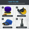 Instructions for using a reusable hat brim bender, showing steps to wrap the brim and set the curve level.