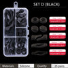 Set D black silicone ear grip hooks for glasses and sunglasses including various sizes