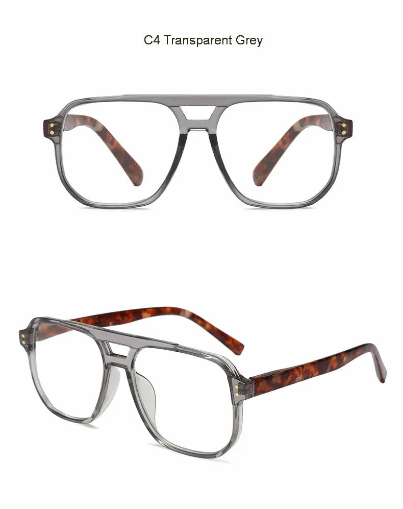 Gafas de lectura vintage transparentes grises con varillas de acetato marrón