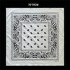 White cotton bandana scarf featuring a black paisley print border and small dark motifs.