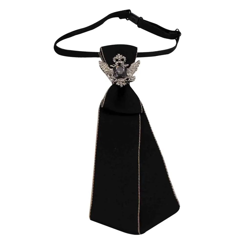 Black gothic crystal rhinestone bow tie necktie for shirts