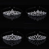 Silver crystal hair crown for women shown in four mirrored views