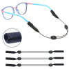 Lanyard y correa de gafas de silicona ajustable con marcos rosa y azul y cordón negro