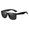 Black vintage polarized square sunglasses viewed from the front