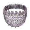 Silver crystal pearl floral beaded headband with a ruffled band