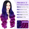 Langes, gewelltes lila Ombré-Pony, präsentiert auf einem Mannequin, zeigt die lebendige Farbe und Textur.