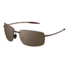 Randlose Sportbrille mit braunen Rahmen und getönten Linsen
