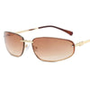 Ovales Y2K-Sonnenbrille ohne Fassung mit roségoldem Metallrahmen und getönten Gläsern