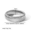 Silver elastic bangle bracelet with an inner diameter of 55mm or 60mm and a thickness of 20mm.