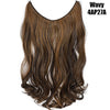 A bundle of wavy brown hair extensions, 20-inch synthetic invisible wire hair extensions.