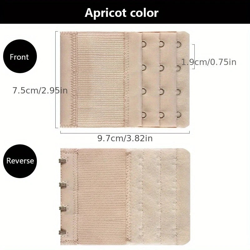 Apricot color adjustable bra extender straps shown from the front and reverse views