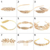 Nine designs of Greek gold leaf headbands for bridal and party use.